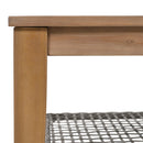 4-Piece Rattan Outdoor Conversation Sofa Set with Wooden Coffee Table and Cushions Seating 5 People for Patio, Garden and Backyard (Grey)