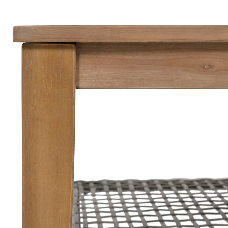 4-Piece Rattan Outdoor Conversation Sofa Set with Wooden Coffee Table and Cushions Seating 5 People for Patio, Garden and Backyard (Grey)