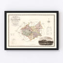 Vintage Map of Leicester England, 1830