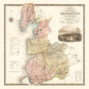 Vintage Map of Map of the county palatine of Lancaster England, 1830
