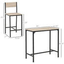 3 Piece Bar Table and Chairs, Industrial Dining Table Set for 2, Counter Height Kitchen Table with Bar stools, Breakfast Table Set for 2 for Small Space, Natural
