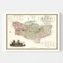 Vintage Map of Kent England, 1829