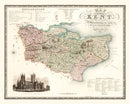 Vintage Map of Kent England, 1829