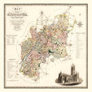 Vintage Map of Gloucester England, 1831