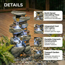 Outdoor Water Fountain Large with LED Light for Patio and Garden