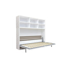 Mordern Design Twin Size Horizontal Murphy Bed With Shelf Storage For Bedroom Or Guestroom Wall Bed Space Saving Hidden Bed With New Style Gas Struts - White by HouseOfZazla