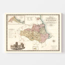 Vintage Map of Map of the County Palatine of Durham England, 1831