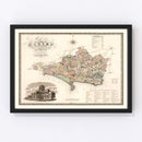 Vintage Map of Dorset England, 1829