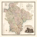 Vintage Map of Devon England, 1829