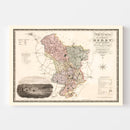 Vintage Map of Derby England, 1830