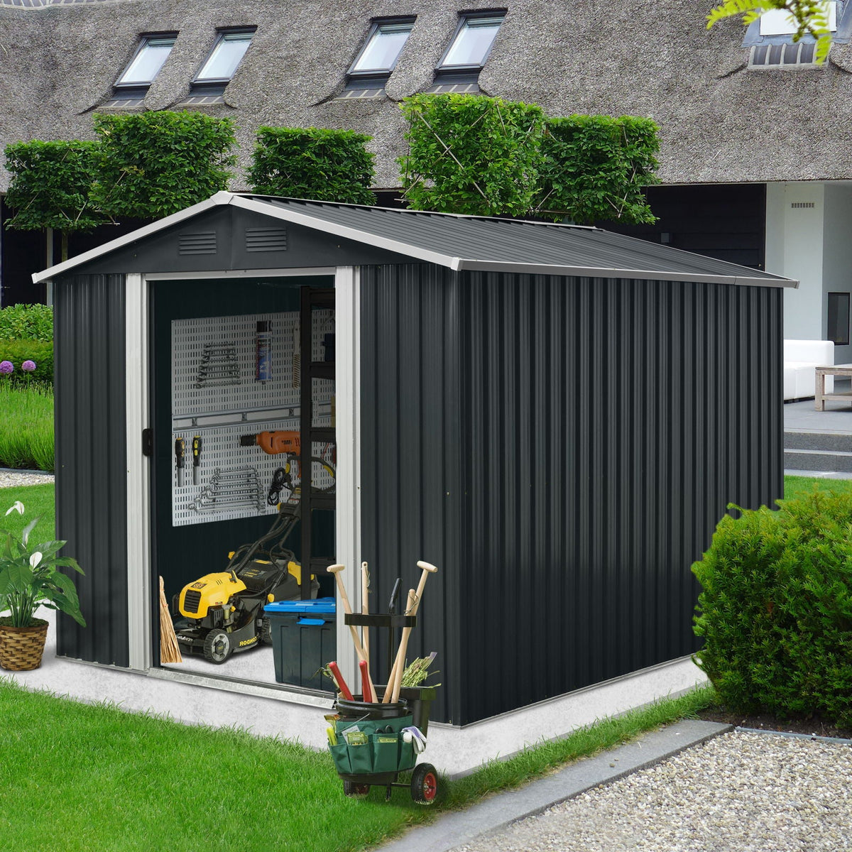Outdoor Metal Storage Shed With Floor Base, photo 25 of 40