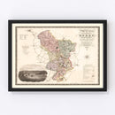 Vintage Map of Derby England, 1830