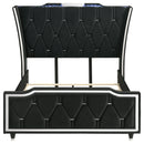 Lorient Queen LED Upholstered Wingback Bed Black