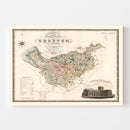 Vintage Map of Map of the county palatine of Chester England, 1830