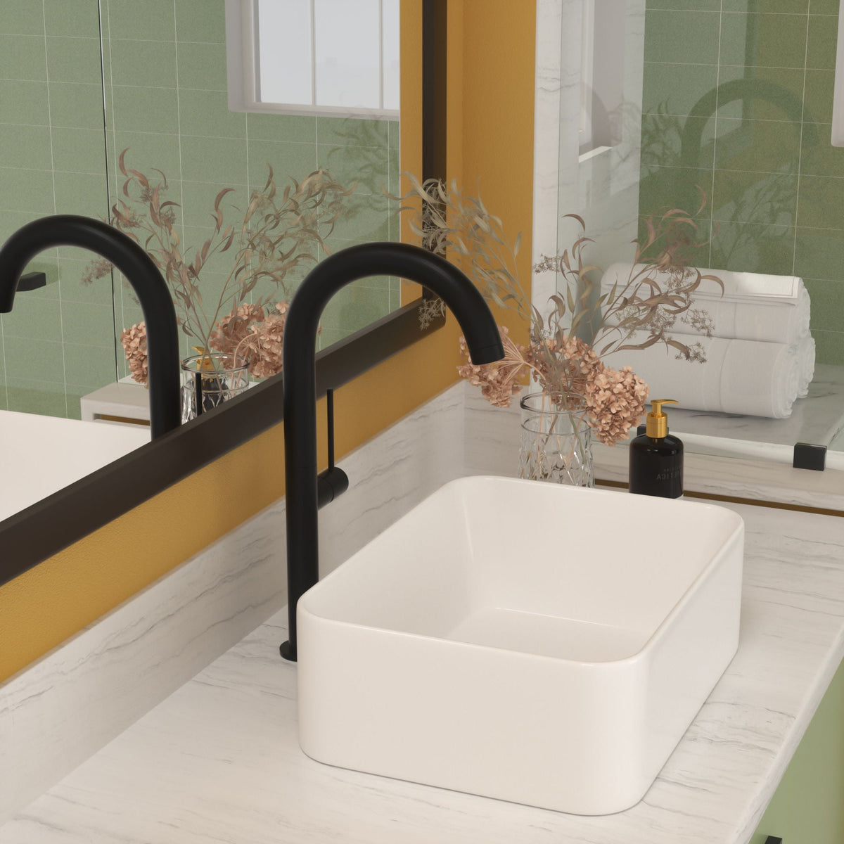 Sleek Ceramic Rectangular Vessel Bathroom Sink, photo 13 of 17