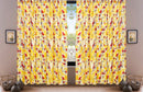 DaDa Bedding Set of 2 Radiant Sunshine Yellow Floral Window Curtain Panels - Natural Semi Sheer Hummingbirds Farmhouse Red Flowers Straight Tailored Edge