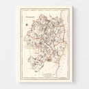 Vintage Map of Wicklow County Ireland, 1846