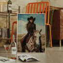 Desert Reins – Cowgirl on Paint Horse Portrait
