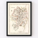 Vintage Map of Wicklow County Ireland, 1846