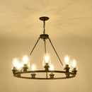 9-Light Black Wagon Wheel Chandelier