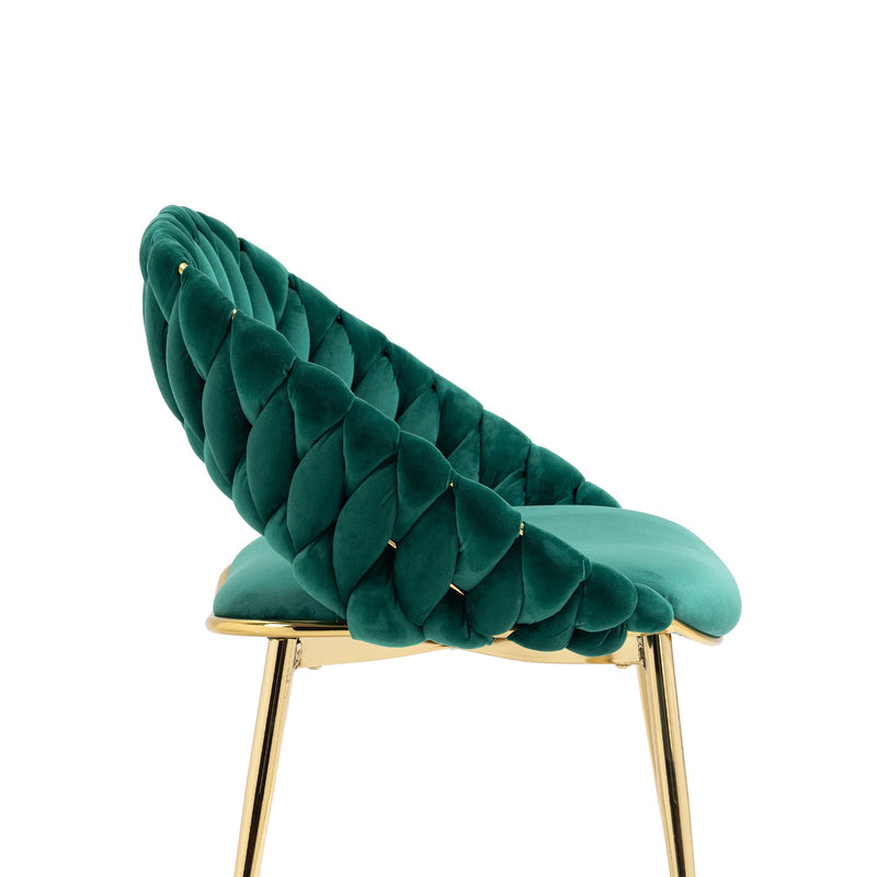 Accent Chairs Set of 2, Velvet Side Chairs with Gold Legs, Mid-Century Upholstered Dining Chairs for Living Room, Kitchen, Bedroom, Beauty Room