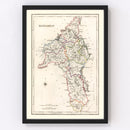 Vintage Map of Roscommon County Ireland, 1846