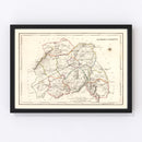 Vintage Map of Queens County Ireland, 1846