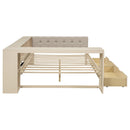 Upholstered Headboard Platform Bed With Storage Shelves, Drawers, Charging Station