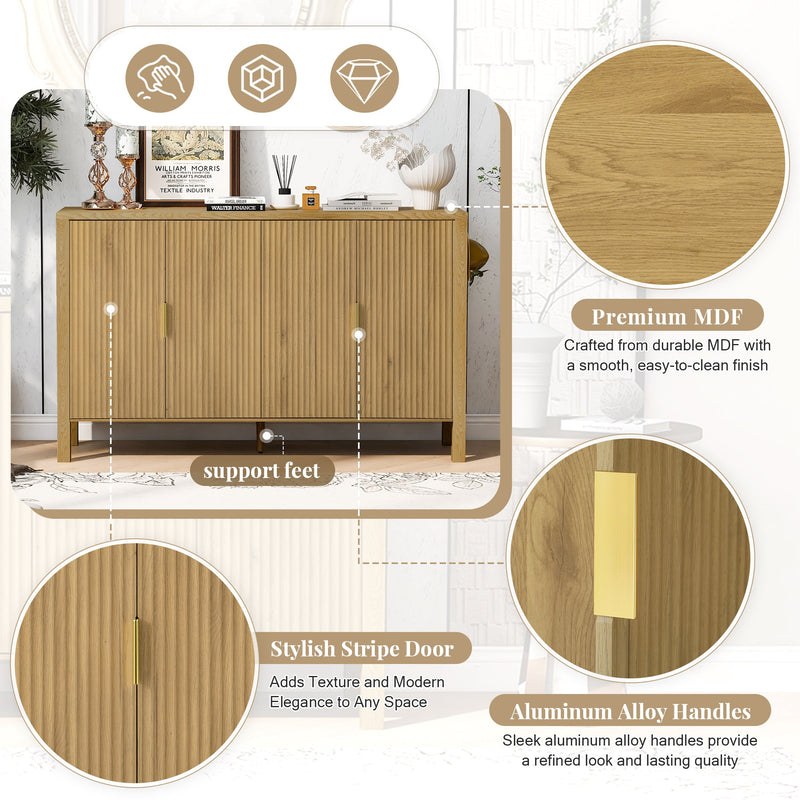 U_STYLE Modern 57.5" Stripe Door Storage Cabinet, photo 6 of 10