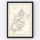 Vintage Map of Longford County Ireland, 1846