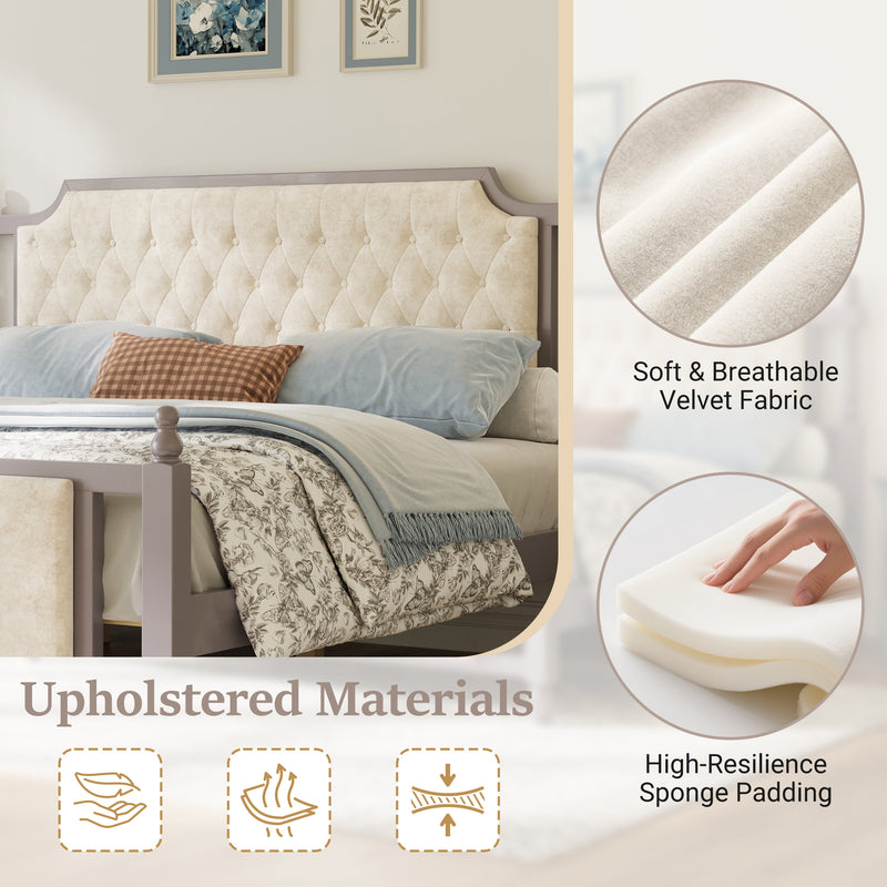 King Size Upholstered Platform Bed with Button Tufted Headboard, photo 4 of 10