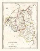 Vintage Map of Londonderry County Ireland, 1846
