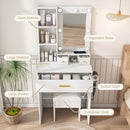 Vanity Desk Set with LED Lighted Mirror & Padded Stool