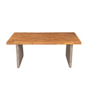 7 Pieces Outdoor Acacia Wood Dining Set with Handwoven Rattan Legs