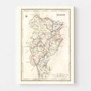 Vintage Map of Kildare County Ireland, 1846