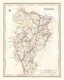 Vintage Map of Kildare County Ireland, 1846