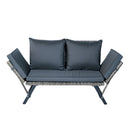 1 Pieces Patio Wicker Side Foldable Bench Patio Backyard Conversation Bench Gray Wicker - Dark Gray