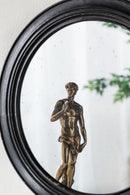 Circle Wall Mirror With Wooden Frame, Antique Classic Accent Mirror, For Living Room - Black by Unique Piece Furniture