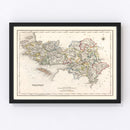 Vintage Map of Galway County Ireland, 1846
