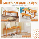 Acacia wood outdoor bench with slatted seat for garden by LJGDeals