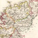 Vintage Map of Donegal County Ireland, 1846