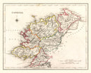 Vintage Map of Donegal County Ireland, 1846