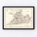 Vintage Map of Clare County Ireland, 1846