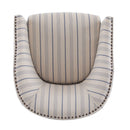 Transitional Upholstered Stripe Barrel Chair With Birch Wood Legs And Plush Cushioned Seat by HouseOfZazla