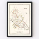 Vintage Map of Carlow County Ireland, 1846