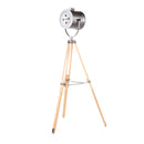 Ahoy Industrial Floor Lamp in Natural Wood and Antique Metal