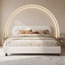 Cream-Colored Boucle Upholstered Bed with Rubber Wood Foot, King by HouseOfZazla