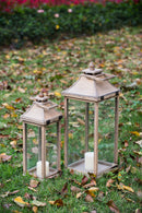 Candle Lantern Decorative, Hurricane Lantern Holder Decor For Indoor Outdoor, Home Garden Wedding - Ivory by HouseOfZazla