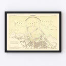 Vintage Map of Livorno, Italy 1884