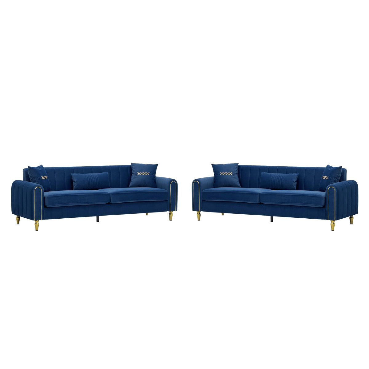 Vintage Blue Velvet 2-Piece Sofa Set, photo 5 of 10